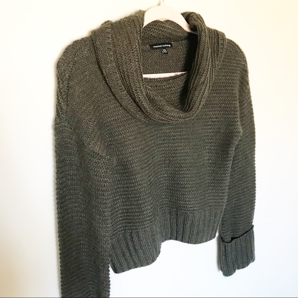 Reunited Clothing - Dark Green Crop Cowl Sweater - Picture 2 of 6